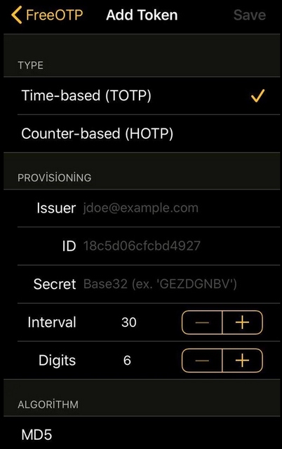 Configuration d'un compte Free OTP
