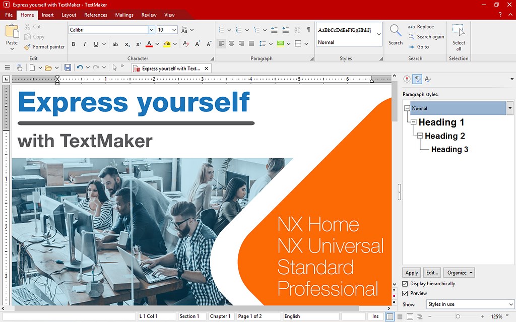 L'interface de FreeOffice :  Textmaker